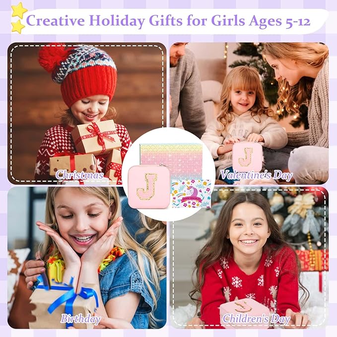 LifeisLuck Charm Jewelry Making Kit, DIY Bracelet Making for Girls, 110 Pcs Jewelry Beads for Girls Craft Gift with Jewelry Organizer Box for Girls Bracelet Maker (J)