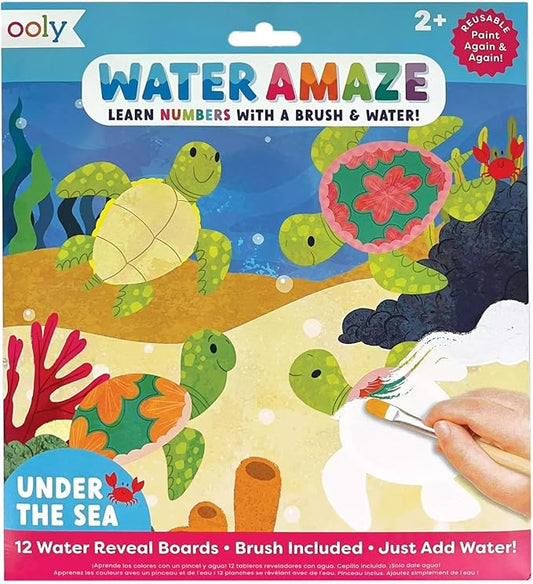 Ooly Water Amaze - Includes 12 Reveal Boards & Brush, Reusable Reveal Pads for Kids, Coloring Books for Toddlers, Paint with Water Books Ages 2+, Under The Sea