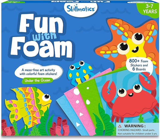 Skillmatics Art Activity - Fun with Foam Underwater Animals, No Mess Felt Sticker Art for Kids, DIY Craft Kits, Gifts for Boys & Girls Ages 3, 4, 5, 6, 7, Travel Toys