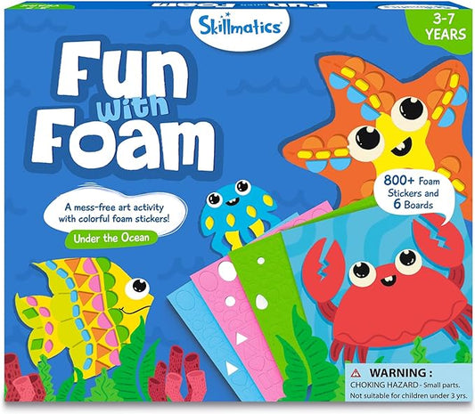 Skillmatics Art Activity - Fun with Foam Under The Ocean, No Mess Felt Sticker Art for Kids, 3D Foam Stickers, DIY Craft Kits, Gifts for Boys & Girls Ages 3, 4, 5, 6, 7