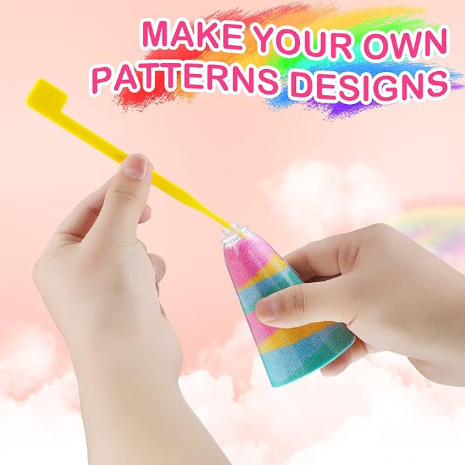 Deekin 12 Sets Sand Art Kits for Kids Create Your Own Clear Sand Art Bottles with Funnels and Sticks, DIY Colored Bottles Crafts for Boys Girls
