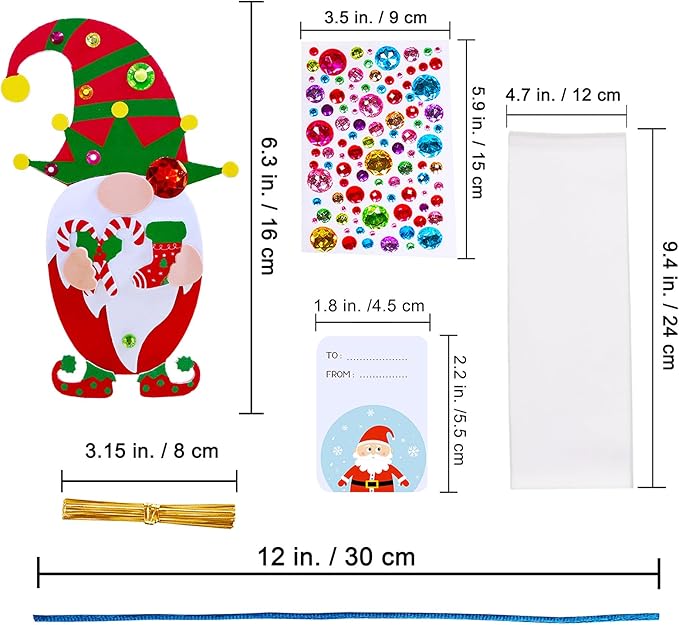 Winlyn 24 Sets Christmas Craft Kits Winter Crafts DIY Christmas Gnome Ornaments Decorations Art Sets Gnome Christmas Foam Stickers for Kids Holiday Seasonal Home Classroom Activities Party Favors