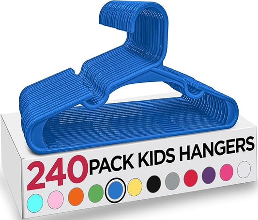 Utopia Home 240 Pack Kids Hangers - 11.5 Inch Plastic Baby Hangers for Closet - Childrens Hangers for Clothes & Infant Hangers for Closet - Ideal for Everyday Standard Use (Blue)