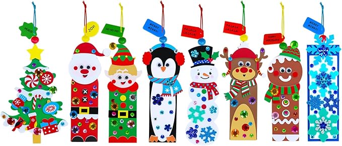Winlyn 24 Sets Christmas Craft Kits Winter Crafts DIY Christmas Ornaments Decorations Craft Kits Festive Foam Stickers Christmas Arts and Crafts for Kids Holiday Home Classroom Activities Party Favors