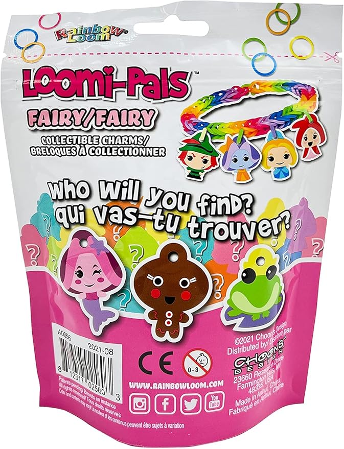 Rainbow Loom® Loomi-Pals Fairy Collectible, Features 30 Mystery Cute Fairy Themed Charms and 600 Colorful Rubber Bands All in a RESEALABLE Bag, Great Gifts for Boys and Girls 7+