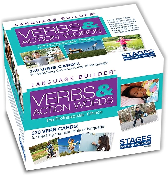 Stages Learning Materials Language Builder Verb Flash Cards Photo Vocabulary Autism Learning Products for Aba Therapy & Speech Articulation
