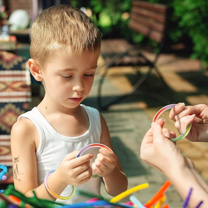 Libima 50 Pcs Sand Art Kits Include 36 Pcs Sand Art Bracelets 9 Bottles Colored Sand 5 Pcs Clear Plastic Small Funnel for Art Crafts Party Favors Supplies(Colorful)