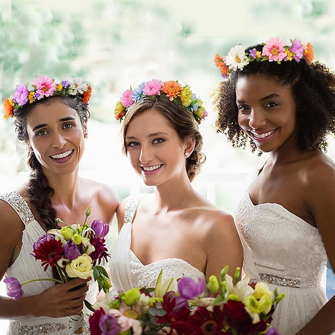 WUBOMJIO Make Your Own Flower Crown Crafting Kit(Daisy Theme)| 120+Piece Set for Endless Creativity | Gift for Creative Girls Age 6-10+