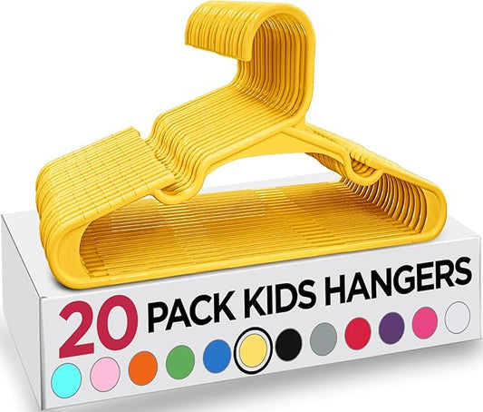 Utopia Home 20 Pack Kids Hangers - 11.5 Inch Plastic Baby Hangers for Closet - Childrens Hanger for Clothes & Infant Hanger for Closet - Ideal for Everyday Standard Use (Yellow)