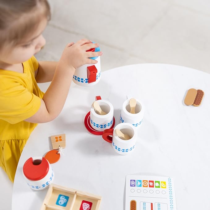 Melissa & Doug 20-Piece Steep and Serve Wooden Tea Set - Play Food and Kitchen Accessories Play Tea Set, Pretend Toy For Kids Ages 3+