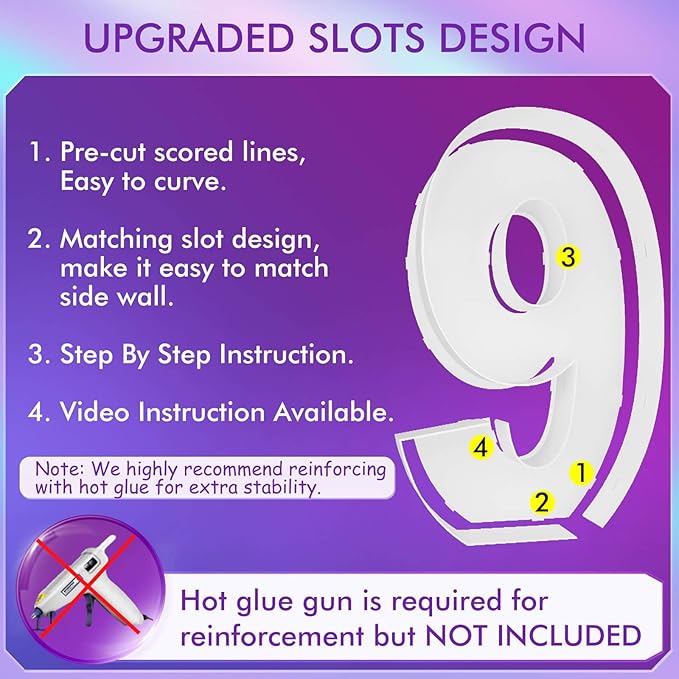 Mosaic Balloon Numbers Frame Light Up Numbers 9 Pre-Cut Large Foam Board Sign Cut-out for Boy Girl Birthday Backdrop Anniversary Decoration