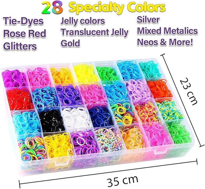 FUNZBO Rubber Band Bracelet kit - 9000+ Loom Bracelet Kit, 32 Colors Loom Bands for Bracelets Making Kit, Rubberband Bracelets Kit Toy for Toddlers Girls Christmas Birthday Gift