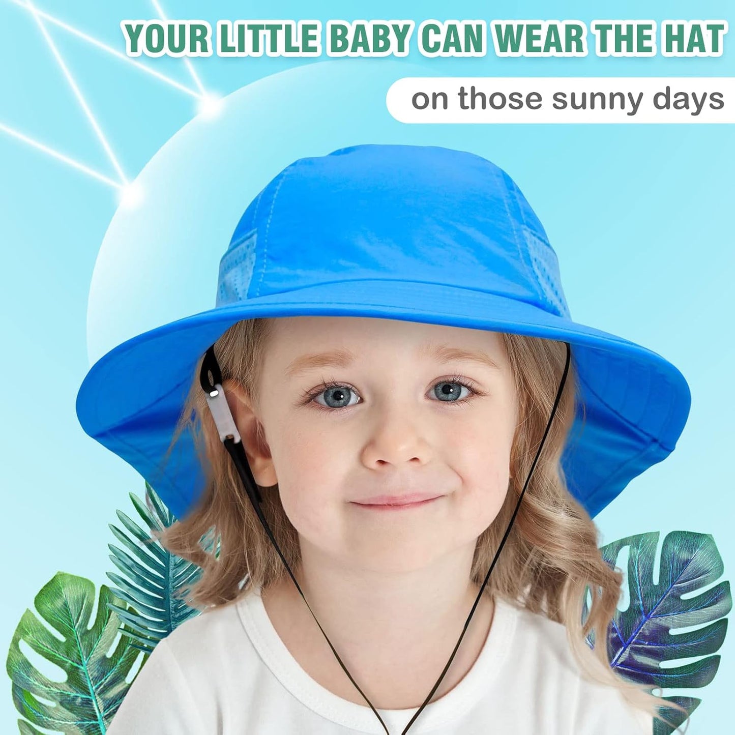 XIAOHAWANG Girls Sun Hat Baby Beach Hats Boys UPF 50+ Kids Summer Protection Cap Toddler Breathable Caps Wide Brim Neck Flap