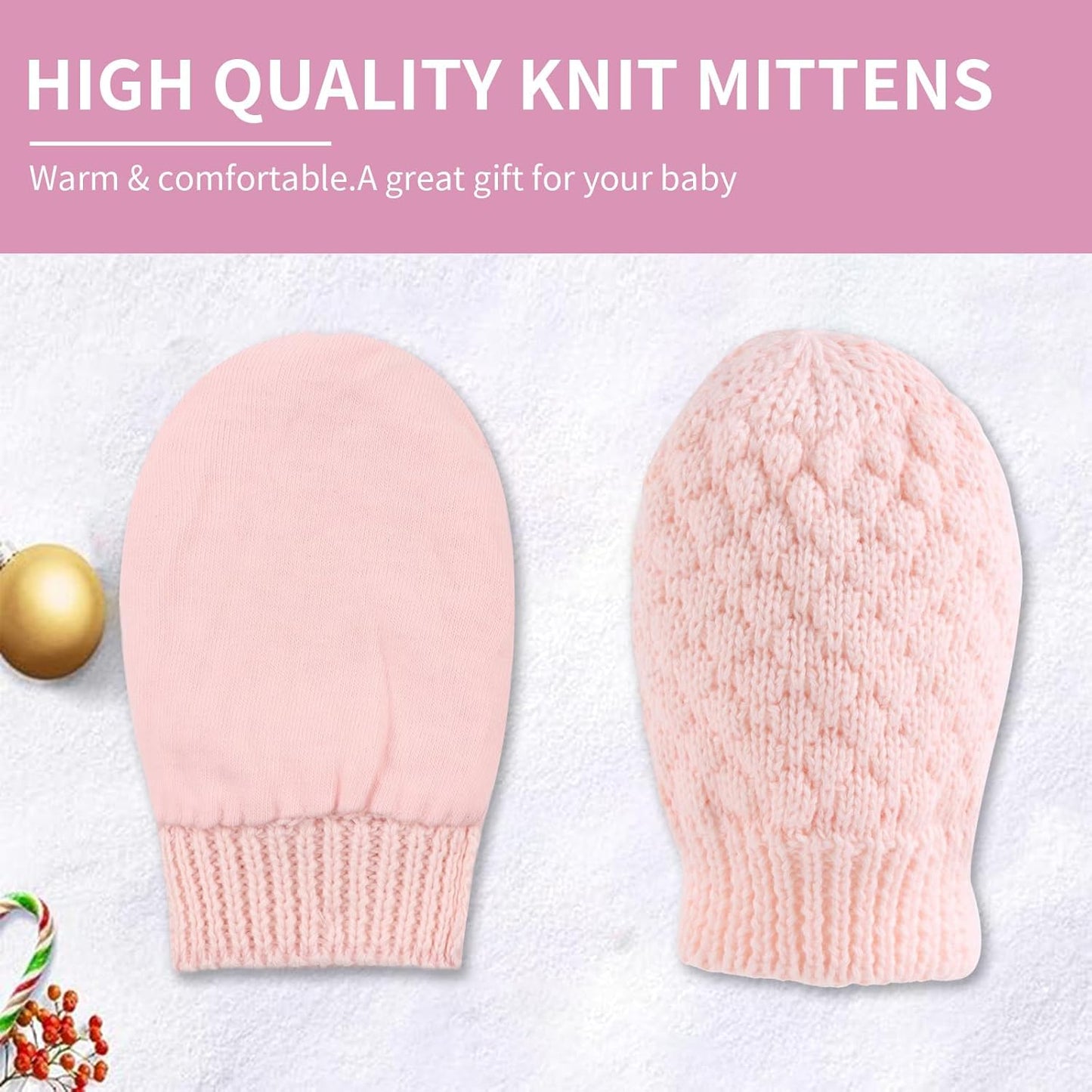 Baby Knit Mittens Toddler Boys Girls Gloves Winter Infant Newborn No Scratch Mitten 0-3 Years