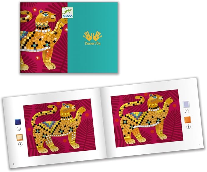 DJECO LGA Mosaics Deep in The Jungle - Create Your Own Mosaic Masterpiece - Fun & Creative for Family & Friends - Educational, Sticker Craft Kit for Children 6+ Girls & Boys