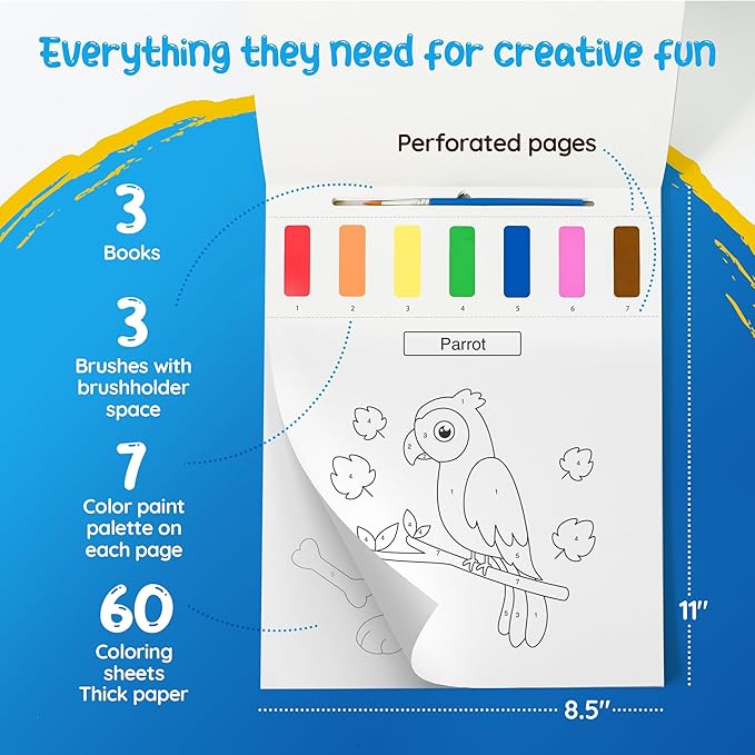 Paint with Water Coloring Books for Toddlers: 3 Books, Mess Free Kids Watercolor Painting Activity Kit - Arts and Crafts for Kids Ages 2 3 4 5 6 Years Old