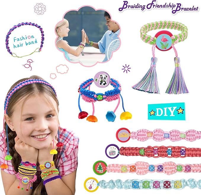 Coiinala Friendship Bracelet Making Kit Toys for Girls, Ages 7-12 Girls Gifts Ideas, Arts and Crafts String Maker, Bracelet DIY, Kids Jewelry Kit, Best Gifts Ideas for Kids Age 7 8 9 10 11 12 Year Old