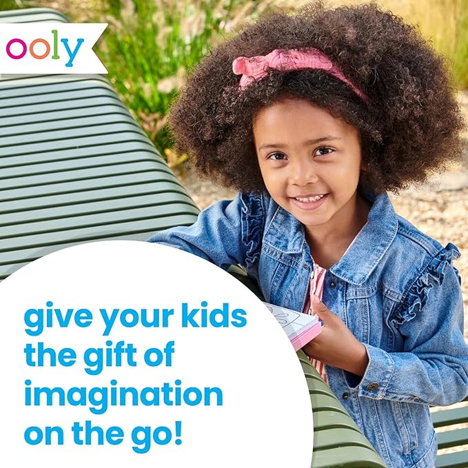 Ooly Travel Art Kit with 9 Jumbo Crayons, 48 Themed Coloring Pages & Case for Easy Traveling Art Creation, Perfect Airplane Travel Set to Entertain Kids - Garden Pals