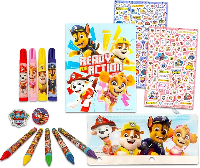 Paw Patrol Activity Set - Bundle of 30 Pc Coloring Books, Stickers, Markers, Sketchpad, and More | Paw Patrol Stationery Drawing Pack for Kids
