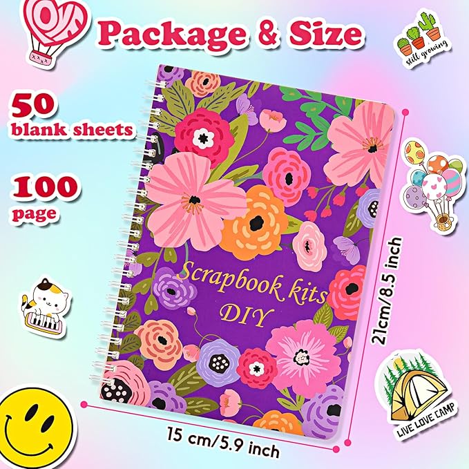 ZapWhiz DIY Journal Kit for Girls, Journal Set for Teen Girls Gifts, Daily & Scrapbook Supplies Kit, Journaling Art Crafts for Girls 8-12, Birthday Gifts for 7 8 9 10 11 12 Year Old Girl