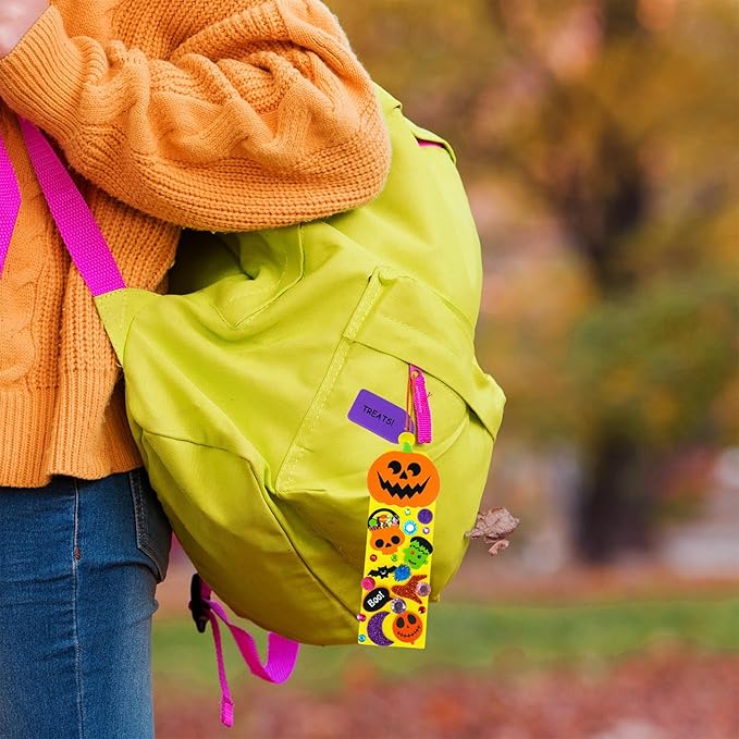 Winlyn 36 Sets Halloween Crafts Kits Holiday Fall Kids Crafts DIY Halloween Bookmarks Ornaments Art Sets Bats Monster Ghost Foam Stickers Arts and Crafts for Kids Classroom Activities Party Favors