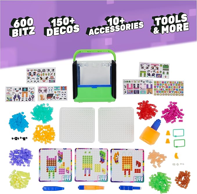 Exclusive Neon Studio with 600 Water Fuse Beads, Decos and Accessories, Makes 3D Creations with No Heat, Arts and Crafts Kids Toys