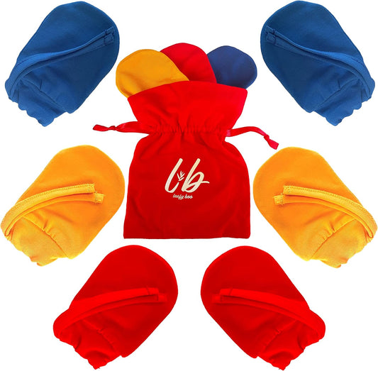 Bamboo Baby Mittens for Eczema, 0-6 Months, Baby Gloves for Dry Skin, Overnight Moisturizing Gloves, 3 Pairs