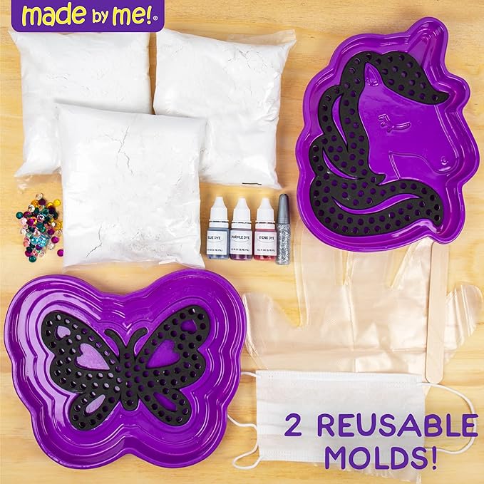 Made By Me Mix & Mold Big Gem Stepping Stones, Make Your Own Stepping Stones Kit, Create Two 9” Stepping Stones, For Kids Ages 6, 7, 8, 9, 10, Great Birthday Party Idea, Spring & Summer Craft Activity