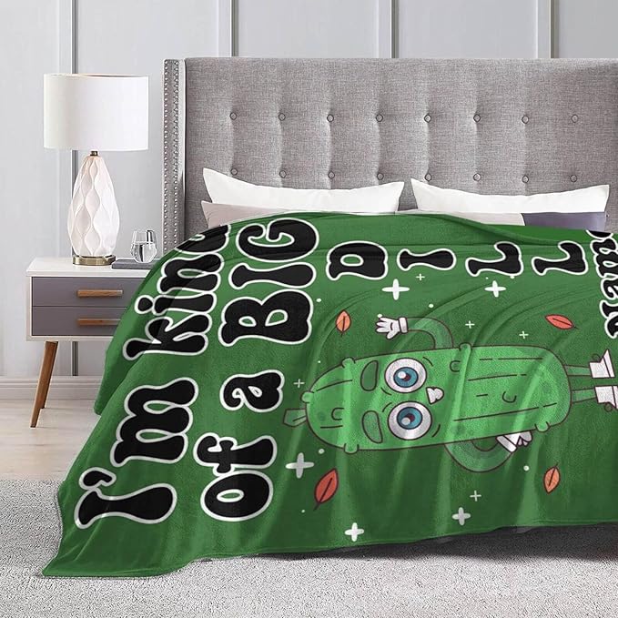 Custom Pickle Blanket with Name for Women Men, Personalized Cute I'm Kind of a Big Dill Themed Design Printed Throw Blankets for Teens Adults Lap, Chair Sofa, Giftable Blanket, 50"x 60"