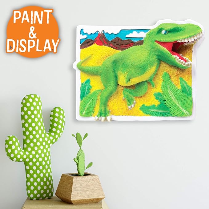 Made By Me Dino Wall Art, 3D Wall Hanging, Resin, T-Rex, Dinosaur, Acrylic Paint by Horizon Group USA