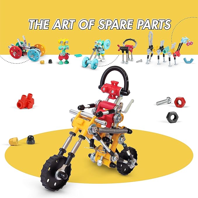 Motorbike Stem Building Toys, RiderBit Educational Build Your Own Robot Toy for Kids 8+ Year Old Boys and Girls, Stem Toys Engineering Kit, Vehicle Construction Toys Steam Gift