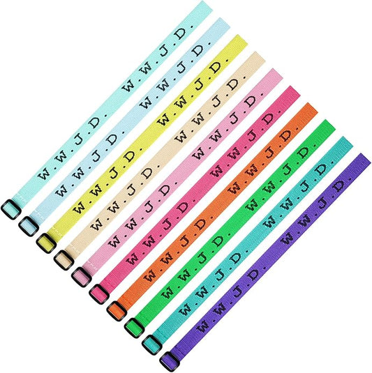 40 Pcs WWJD Bracelets What Would Jesus Do Religious Christian/ Friendship Bracelets Colorful Woven Wristbands for Men Women Boys Girls, 20 Styles