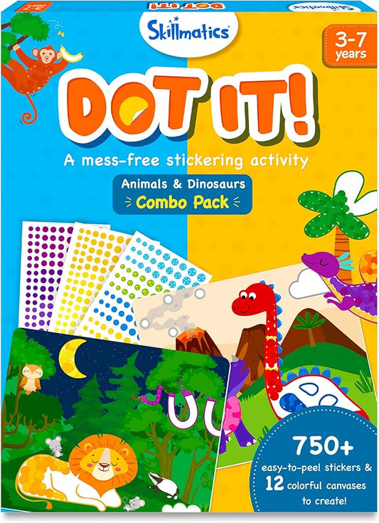 Skillmatics Art Activity - Dot It Combo, No Mess Sticker Art for Kids, DIY Craft Kits, Scrapbooking, Gifts for Boys & Girls Ages 3, 4, 5, 6, 7, Travel Toys for Toddlers