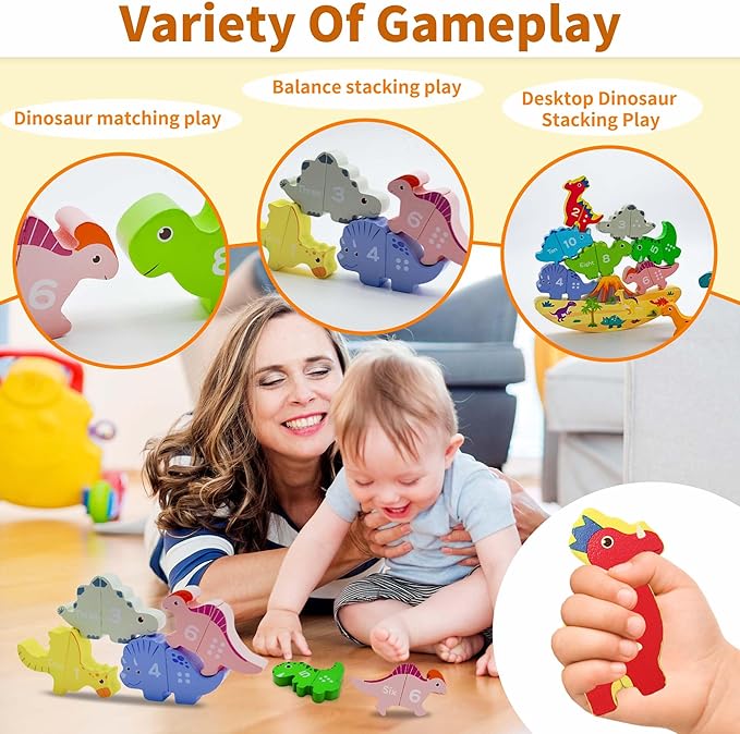 SidMing Montessori Toys - Magnetic Stacking Toys for Toddler 3+ - for Boys and Girls Wooden Animal Blocks Sorting Toys and Stacking Educational Toddler Puzzle Toys.