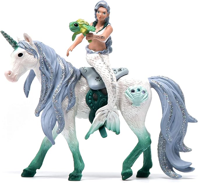 Schleich bayala, Mermaid Unicorn Toys for Girls and Boys, Mermaid Doll Riding on Sea Unicorn, Ages 5+