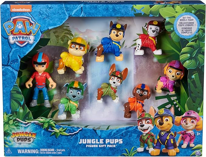 Paw Patrol: Jungle Pups Action Figures Gift Pack, with 8 Collectible Toy Figures, Kids Toys for Boys and Girls Ages 3 and Up