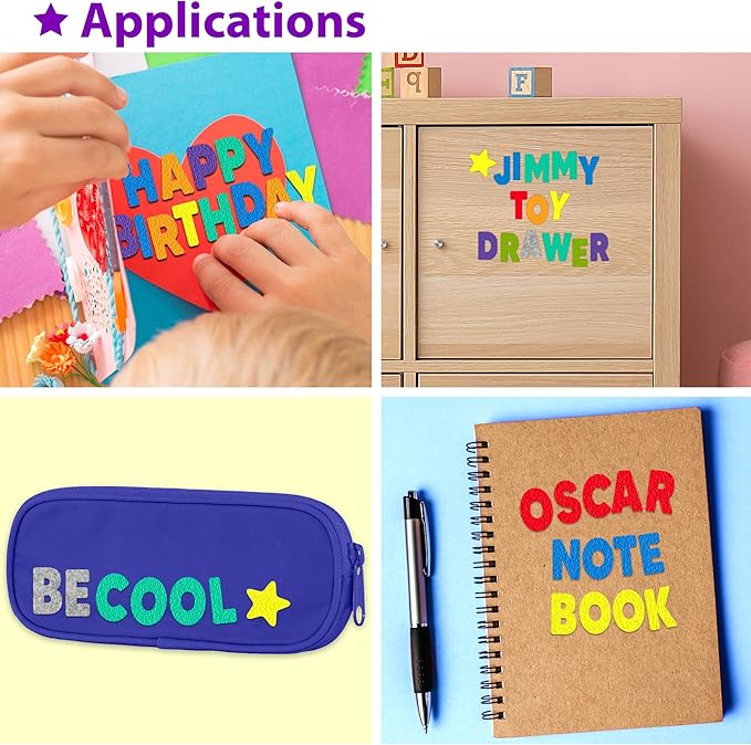 KRAFUN Felt Sticker Kit for Beginner Toddlers, Kids Arts & Crafts, Pack of 600 Assorted Scrapbook Stickers Alphabets, Numbers, Fun Shapes, Preschool, Children Early Learning, self Adhesive