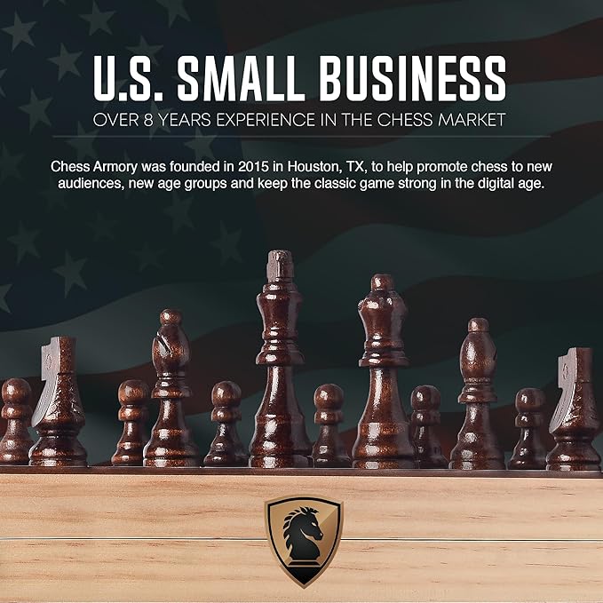 Chess Set Magnetic - Premium Wooden Board Game with a Portable Wood Case and Secure Storage for Pieces, Set for Kids and Adults (Walnut Wood) - Chess Armory