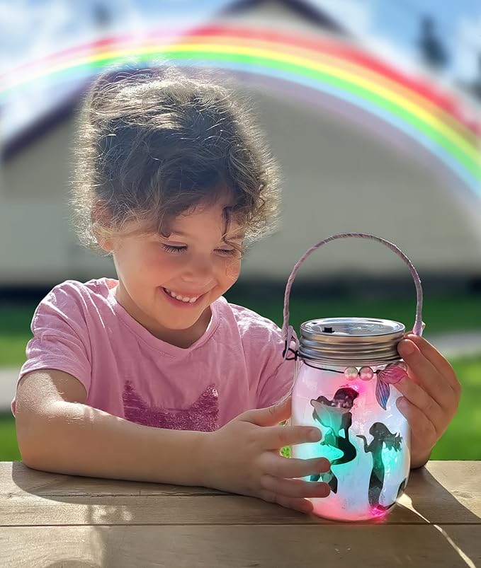 Mermaid Toy Lantern Night Light Craft Kit, Birthday Gifts for Kids, DIY Mermaids Arts and Crafts, Gift for Girls Ages 3 4 5 6 7 8-12 Years, Stem Toys