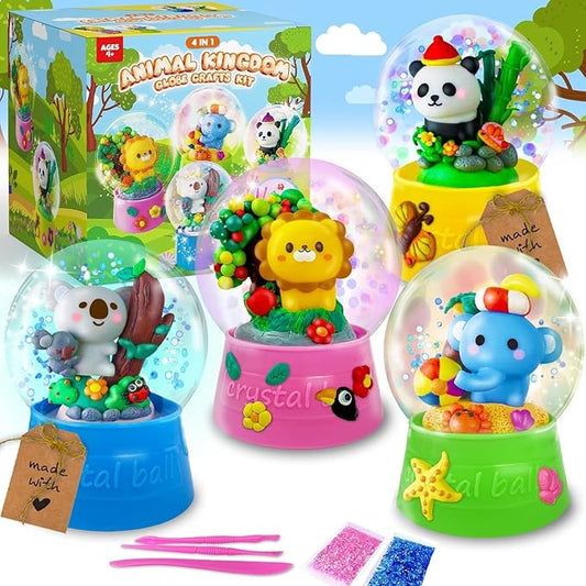 Animal DIY Snow Globe Kit - Make Your Own Water Globe Zoo Stem Projects DIY Activities Clay Toys Christmas Birthday Holiday for Girls Ages 4 5 6 7 8-12 Year Old Arts and Crafts Kit for Kids