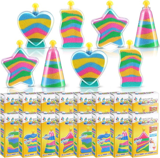 Deekin 36 Sets Sand Art Kits for Kids Create Your Own Clear Sand Art Bottles with Funnels and Sticks, DIY Colored Bottles Crafts for Boys Girls