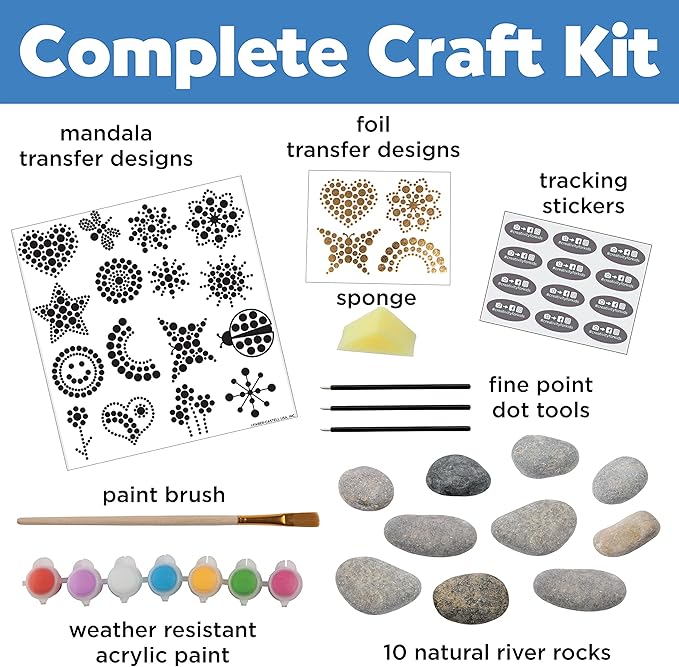 Creativity for Kids Hide and Seek Dot A Rock: Paint and Hide 10 Mandala Rocks - Rock Painting Kits for Ages 6-8, Kids Craft Kit