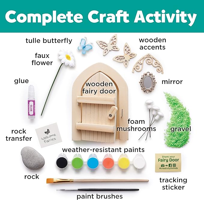 Creativity for Kids Butterfly Fairy Door Kit - Painting Arts and Crafts for Kids, Creative Gifts for Girls and Boys Age 6-7+ Yellow
