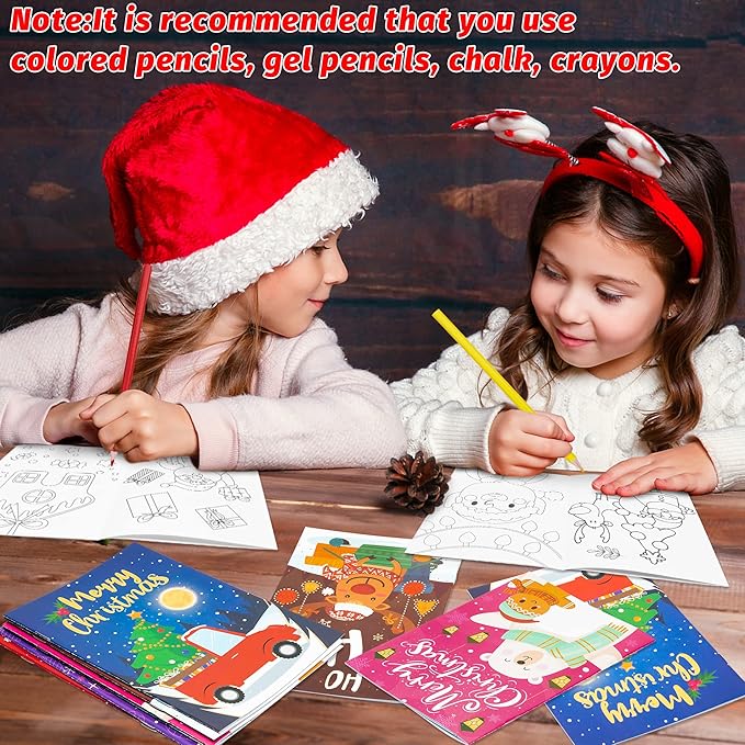 Dvbonike 24Pcs Christmas Coloring Books Including Santa Christmas Tree Snowman Reindeer Ginger Man Merry Christmas Birthday Party Favors Gifts Xmas Home School Activity Supplies for Kids Boys Girls
