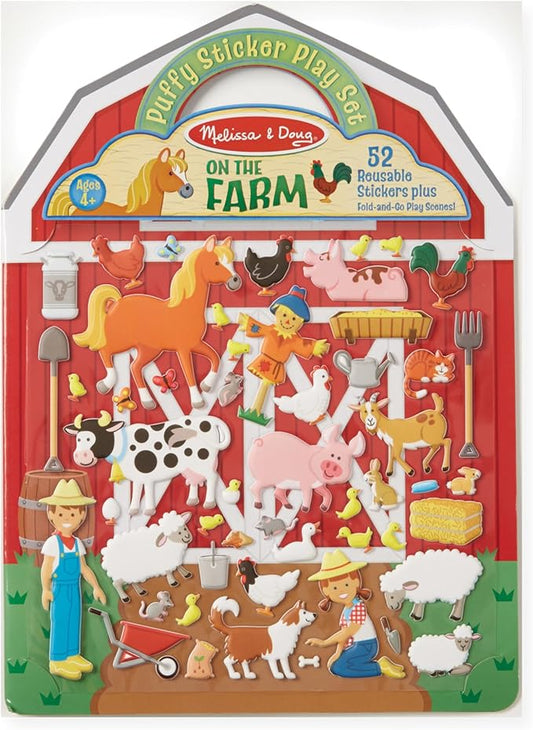 Melissa & Doug Puffy Sticker Play Set - On the Farm - 52 Reusable Stickers, 2 Fold-Out Scenes - FSC Certified