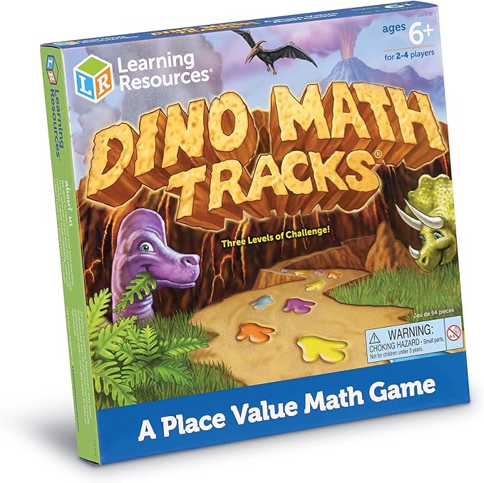 Learning Resources Dino Math Tracks Game - Ages 6+ Addition and Subtraction Dinosaur Game, Kindergarten Math Games, Board Games for Kids