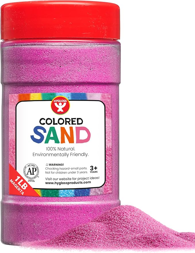 Hygloss Products Colored Play Sand - Assorted Colorful Craft Art Bucket O' Sand, Magenta, 1 lb