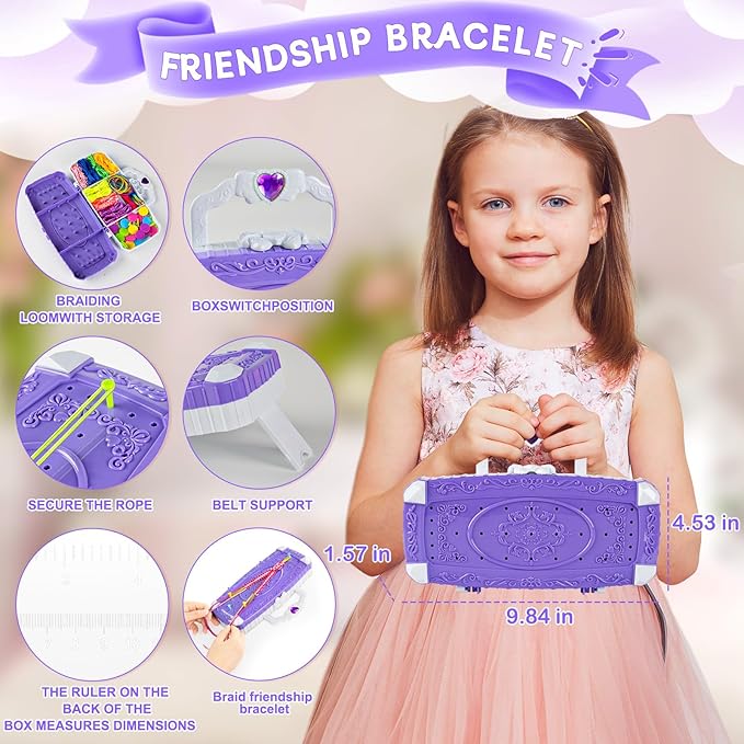 TQRAZ Friendship Bracelet Making Kit, DIY Arts and Crafts Toys for Girls, Jewelry String Maker Kit, Birthday Gifts Ideas for Girls 6 7 8 9 10 11 12+ Years Old(Purple)