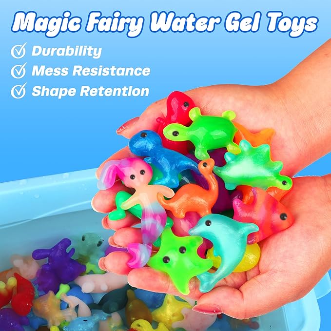 Mocoosy 20 Colors Magic Fairy Water Elf Toy Kit for Kids, Aqua Elf Water Gel Kit with 20 Magic Gels & 16 Squishy Maker Molds, Magical Squishy Paint Set Art Crafts STEM Game Activities for Boys Girls