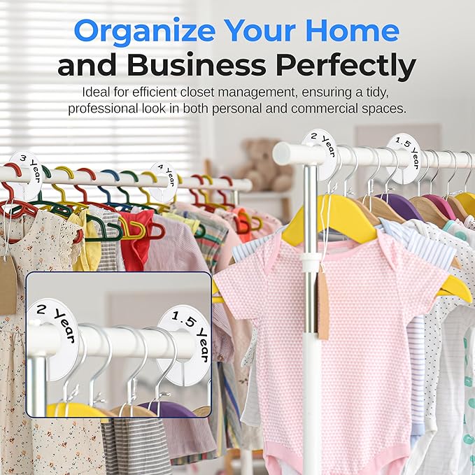 SereneLifeHome 10 Pieces White Plastic Round Hangers - Clothing Rack Size Dividers Closet Organizer/Dividers for Clothing Rack. All White with 1 Bonus Non-Washable Black Marker Pen - SLHASPLT34